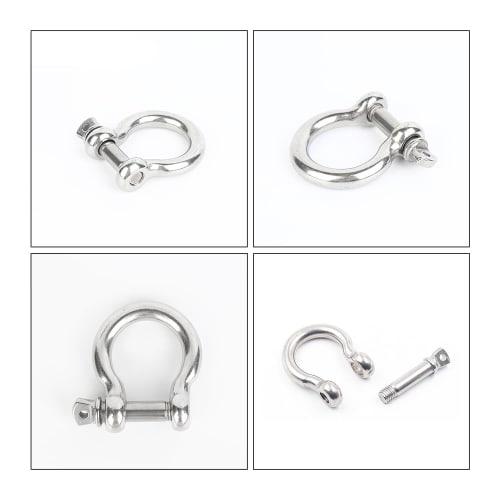 Mikankawa 304 Stainless Steel D-Shaped and Bow-Shaped Anchor Shackles, 160kg Breaking Strength, Screw-In Type, Rust-Resistant, for Lifting and Towing