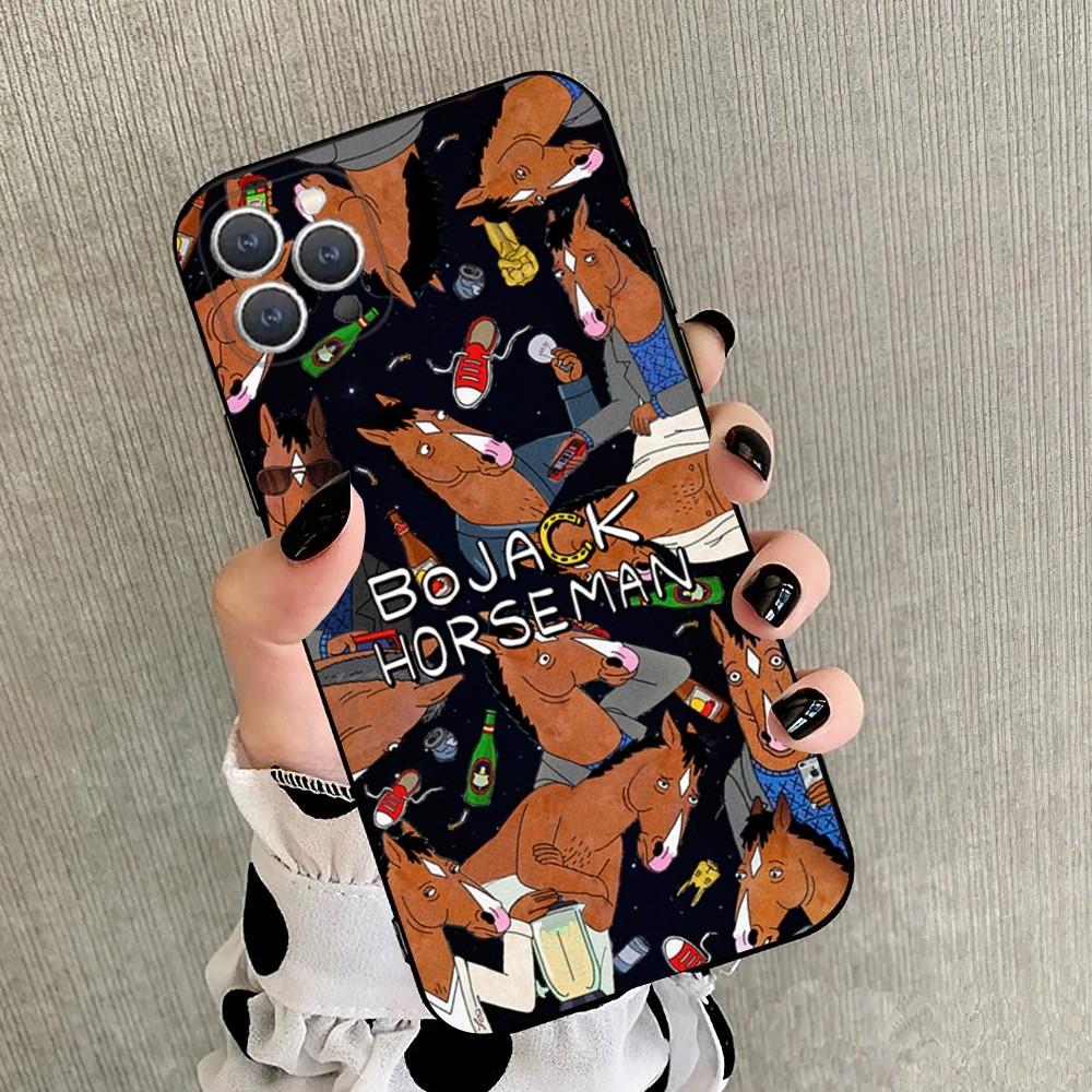 B-BoJack Horseman Phone Case For iPhone 15,14,13,12,11,Plus,Pro Max,XS,X,XR,SE,Mini,8,7 Soft Silicone Black Cover