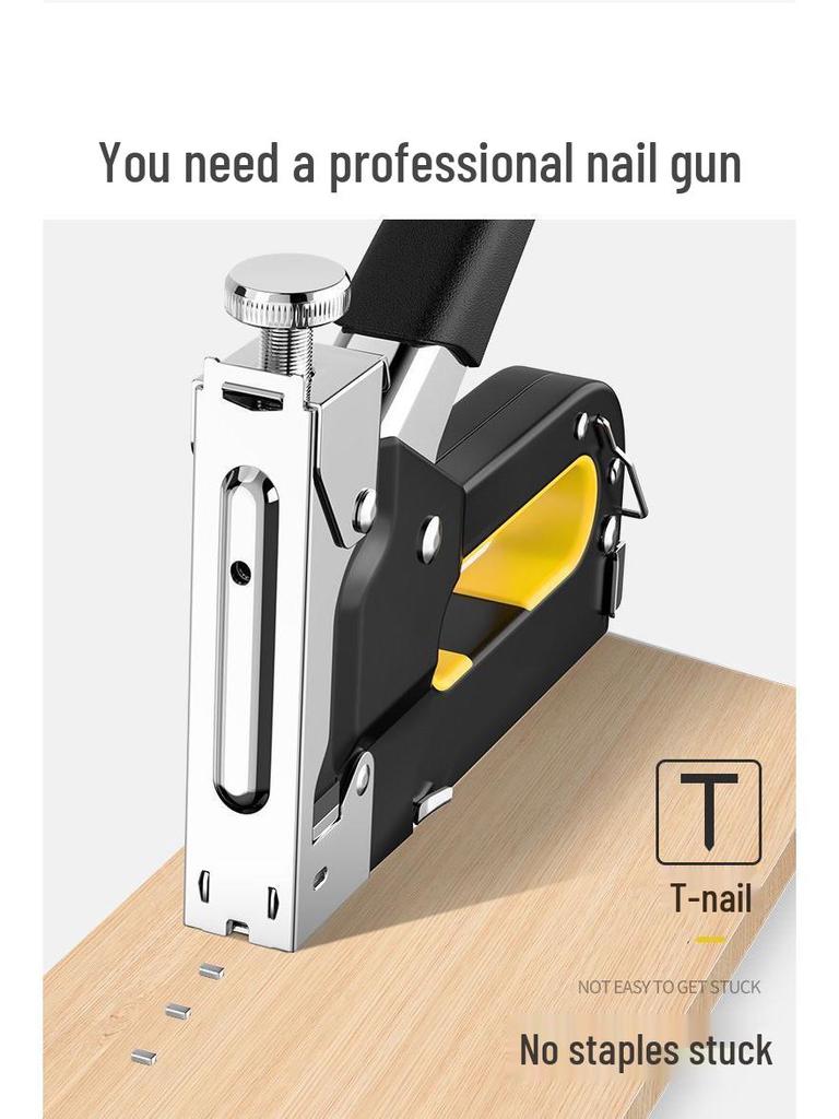 Three-in-One Handheld Woodworking Staple and Brad Nailer for Cabinets and Sofas