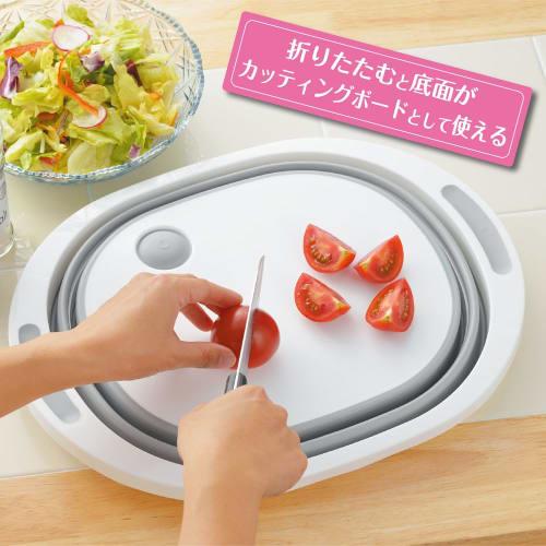 Tamahashi Days Foldable Dish Drainer with Bottom Container, 40 X 31.7 X 15.2 Cm, DS-09, with a Cutting Board and Dish Drying Rack