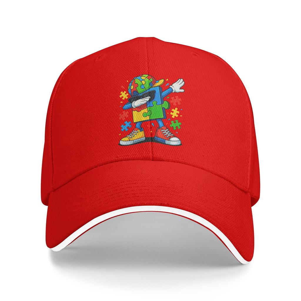 Dabbing Puzzle Autism Awareness Sun Baseball Cap Summer Y2k Cool Trucker Hat For Women Men Outdoor Gym Snapback Cap