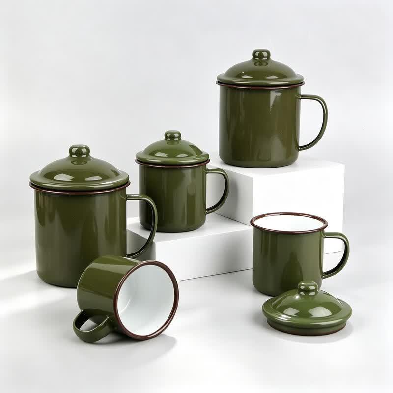 Nostalgic Army Green Enamel Mug