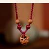 Peach Wood & Red String Necklace with Peach Pit Pendant - Suitable for Infants, Adults, and Ben Ming Year.