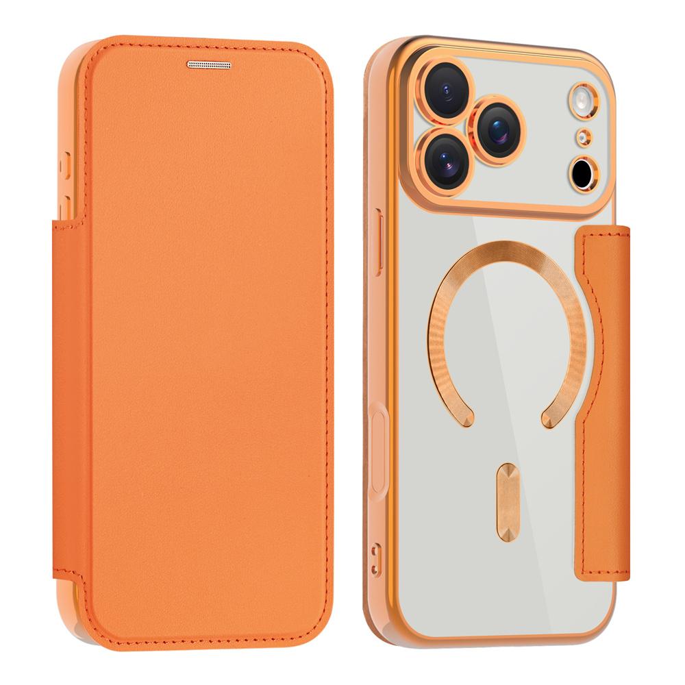 Transparent Flip Leather Wallet Magnetic Phone Case for IPhone 17 Air 16 15 14 13 12 Pro Max Plus 17Pro Magsafe Card Bag Cover