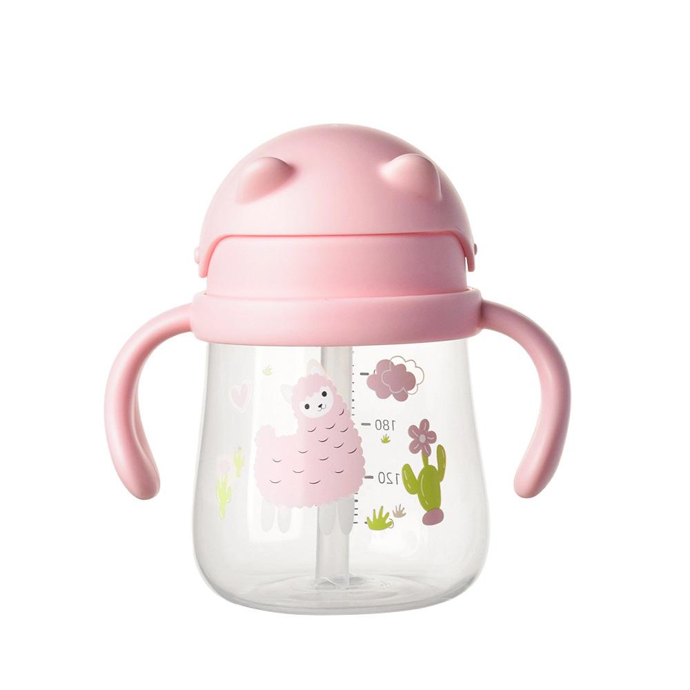 270ML Cute Baby Straw Cup With Double Easy-grip Handle Portable Children Training Drinking Cup Anti-choking Water Cup