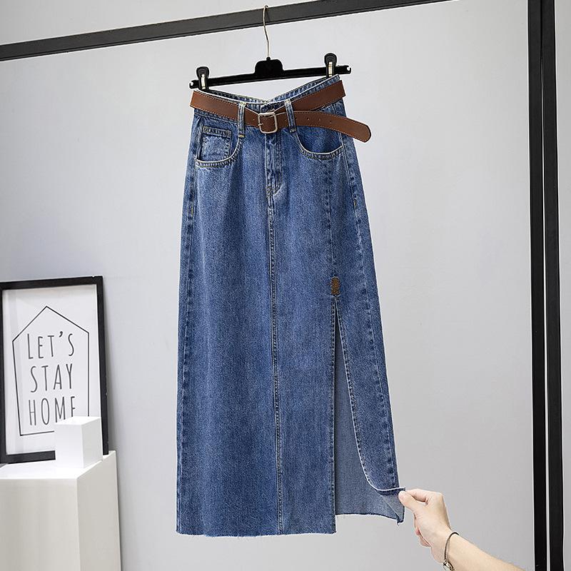 High Waist Jeansrock Damen Freizeitkleidung Frühling Sommer Schlank Gesäßbetont Eng Anliegend A-Linie Röcke Damen