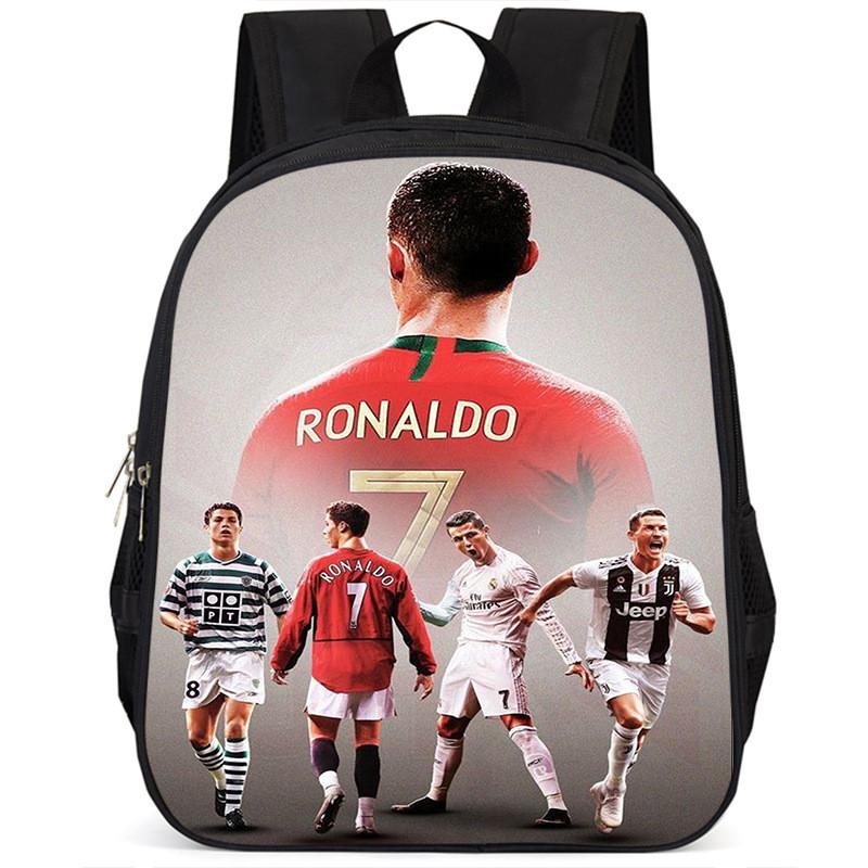 Spacious 15 Inch Cristiano Ronaldo School Backpack For Kids Lightweight Oxford Fabric