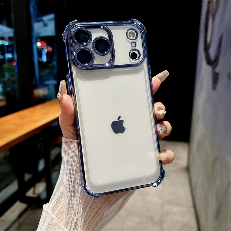 Luxury Plating Transparent Shockproof Phone Cases For Apple iPhone 17 Air 16 15 14 Plus 13 12 11 Pro Max X XR XS Max Soft Cover
