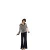 Korean striped fake two-piece one-word shoulder long-sleeved t-shirt women's autumn 2026 new loose lazy sweet hottie top