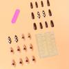 Press-On Fake Nails with A Chocolate Checkerboard Design, Medium-Length Heart-Shaped Removable Tips, 24pcs