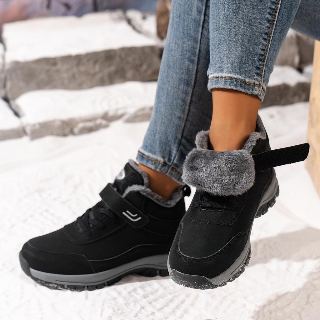 Women's Waterproof Plush Snow Boots - Non-Slip, Wide Fit with Velcro