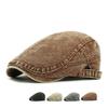 Men Beret British Vintage Denim Plaid Forward Hat Paintsman Hat Peaked Cap