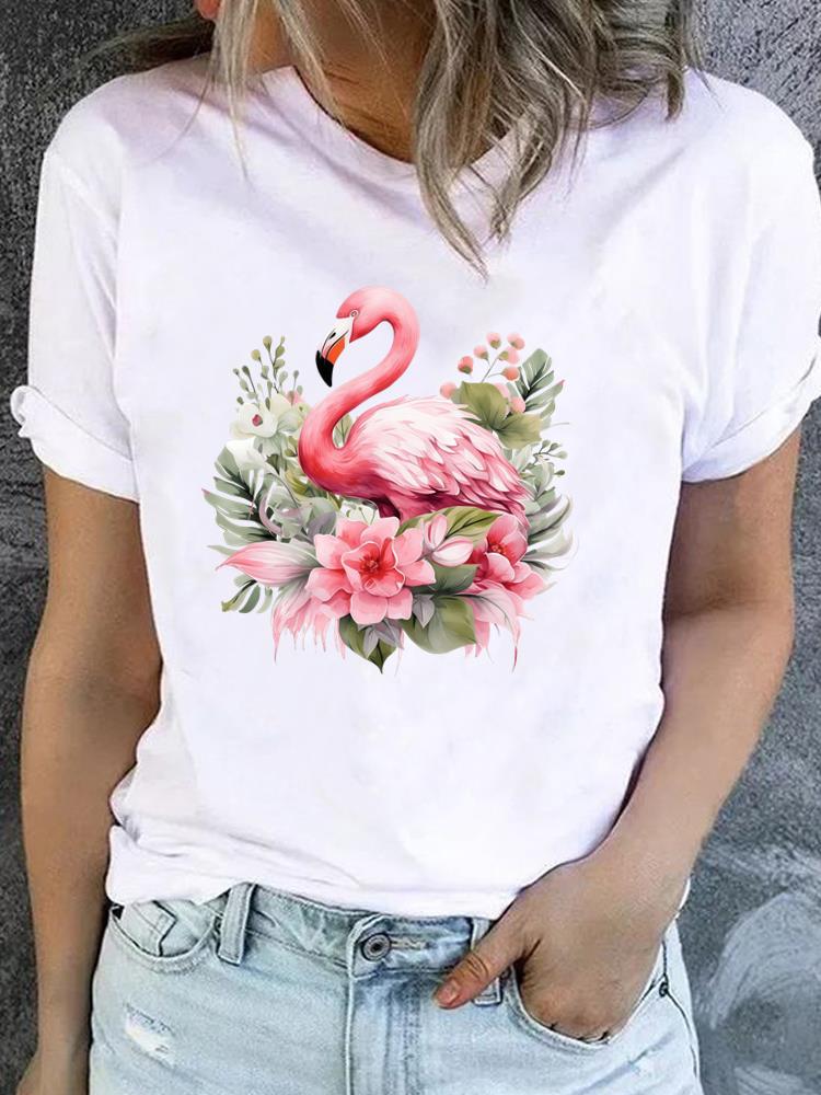 (Asian Size) Clothing Lady o-neck watercolor love style Short Sleeve T-shirts Printed Female Top Casual T Shirt Fashion Women Graphic Tee