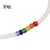 Unisex Adjustable Cord Bracelet Rainbow Beads for Men Women, Handmade Cute Small Gift Friends Braided String Bracelet, Woven Rope Wristband Soft Skin