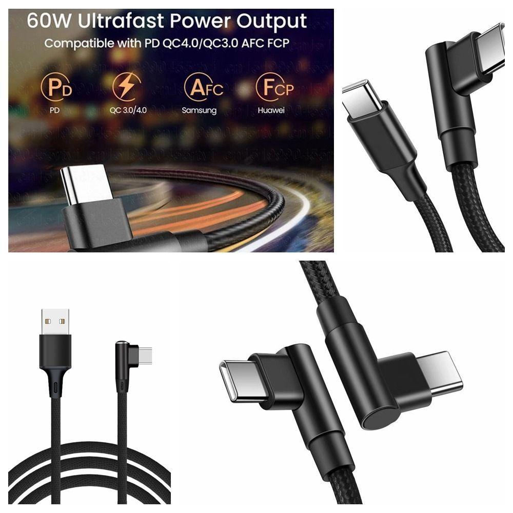 90 Grad 90 Grad Typ-C-Kabel Nylongeflecht Doppelt abgewinkelt Typ-C auf Typ-C-Kabel Computer