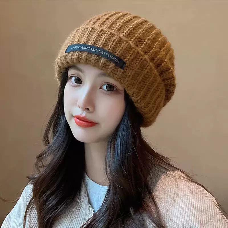 Japanese-Korean Soft Knitted Slouchy Hat for Women, Autumn/Winter Warmth, Fits Large Head, Cold Protection