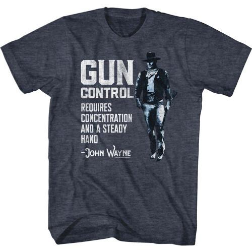 John Wayne Gun Control Navy Heather T-Shirt Unisex T-Shirt M