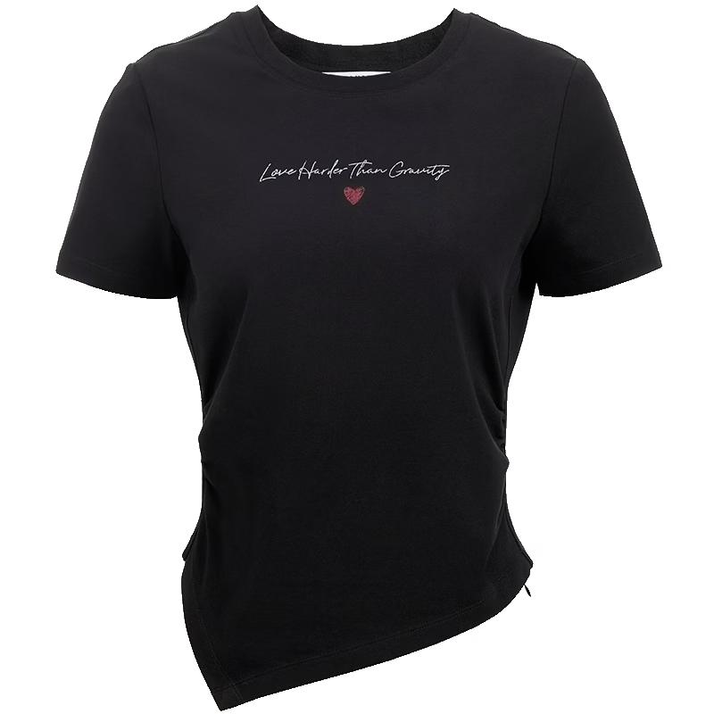 ONLY Women s Letter Graphic Shirred T-shirt XL