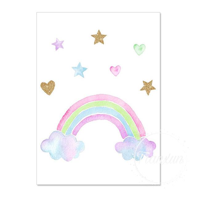 

Единорог Облако Радуга Печать Холст Настенный Арт Плакат Детский Детский Сад Искусство Картина Скандинавская Картина Украшение Детской Комнаты Без Рамки 21*30cm No Frame