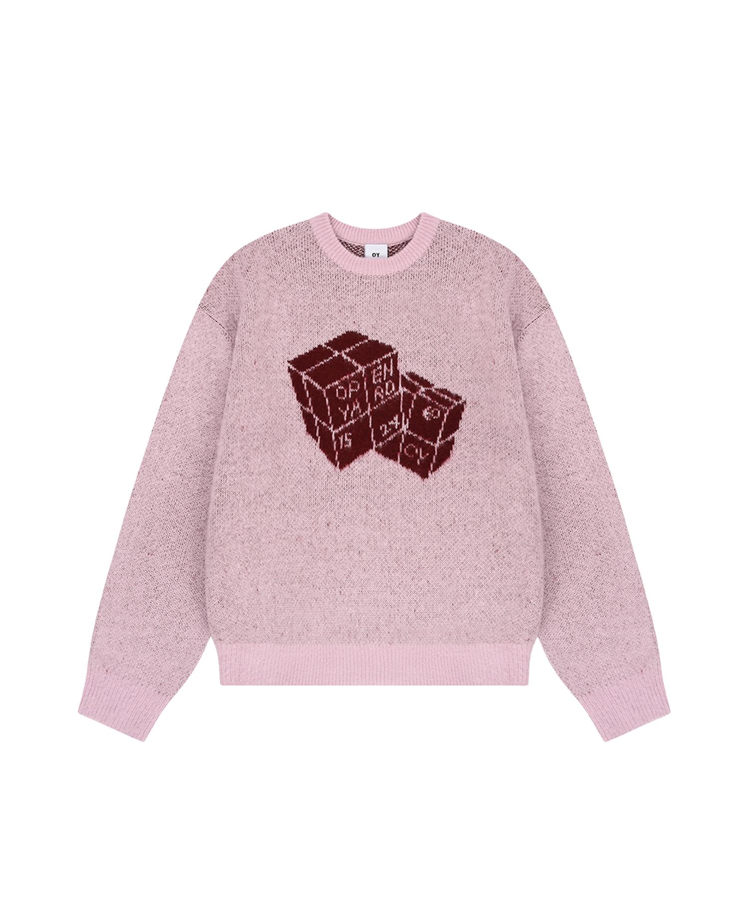 Oy Hairy Dual Cube Knit - Pink 2