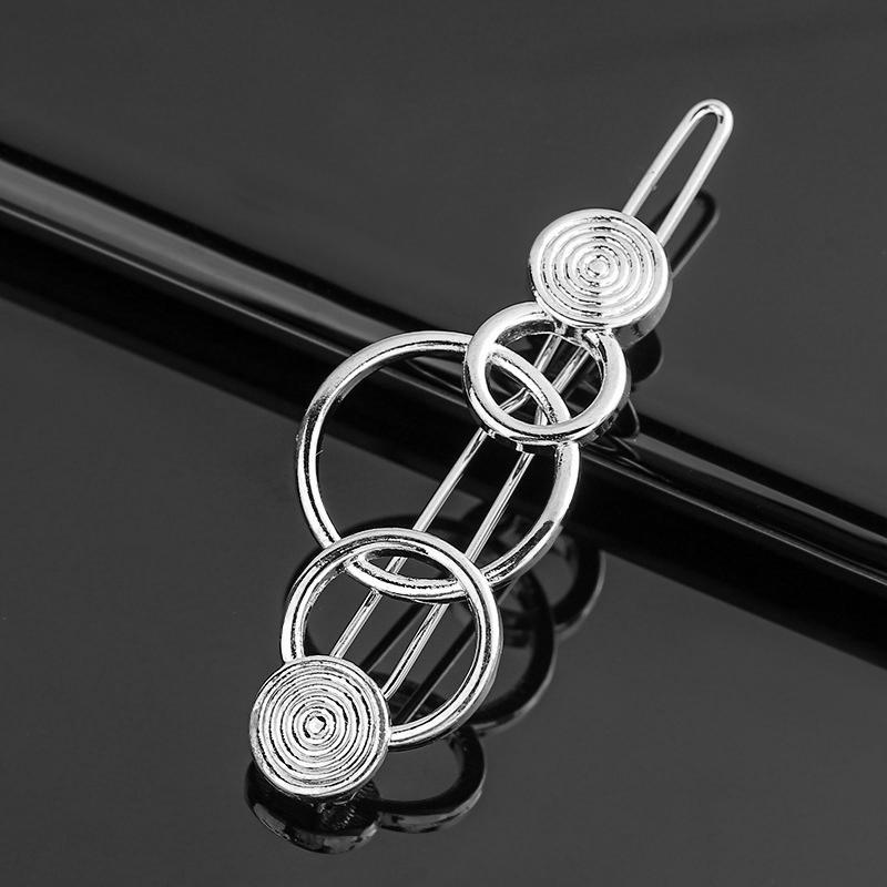 New Metal Geometric Love Heart Hair Clip Elegant Round Barrette for Women Girls Sweet Gold Hairpins Barrettes Hair Accessories