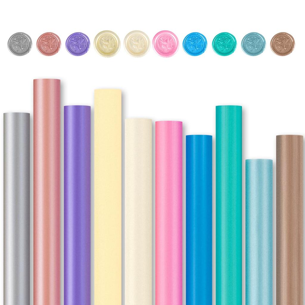 10PCS/Pack Wax Seal Sticks, 10 Colors Glue Gun Sealing Wax Sticks for Stamp Letter Envelope Wedding Invitation Letter, Envelope