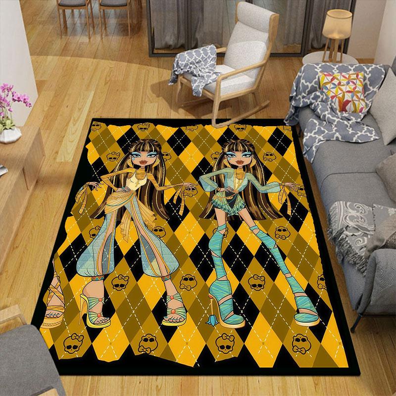 Cleo De Nile Flannel Printed Carpet, Home Sofa Decoration for Living Room & Bedroom, Non‑Slip Play Flannel Floor Mat for Game Room