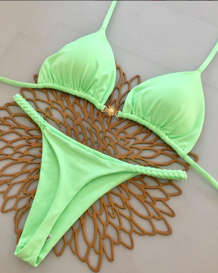 2025 Europejski i Amerykański Styl Seksowny Brazylijski Zestaw Bikini - Dwuczęściowy Kostium Kąpielowy Plażowy