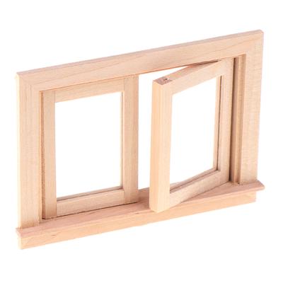 1/12 Dollhouse Miniature Wood 2 Pane Window Frame Diy Furniture Accessory