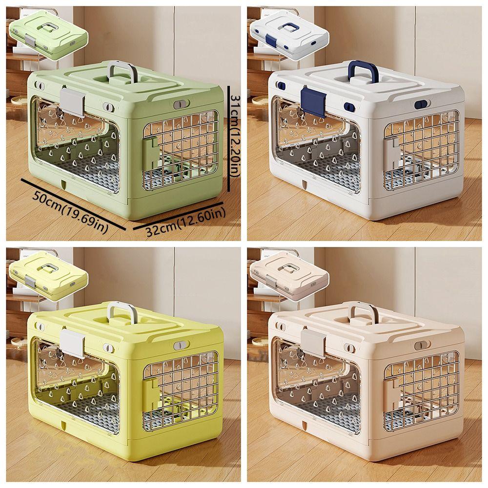 Collapsible Pet Carrier Box Breathable Plastic Foldable Cat Cage with Handle Thickening Cat Transport Box Indoor Outdoor Use