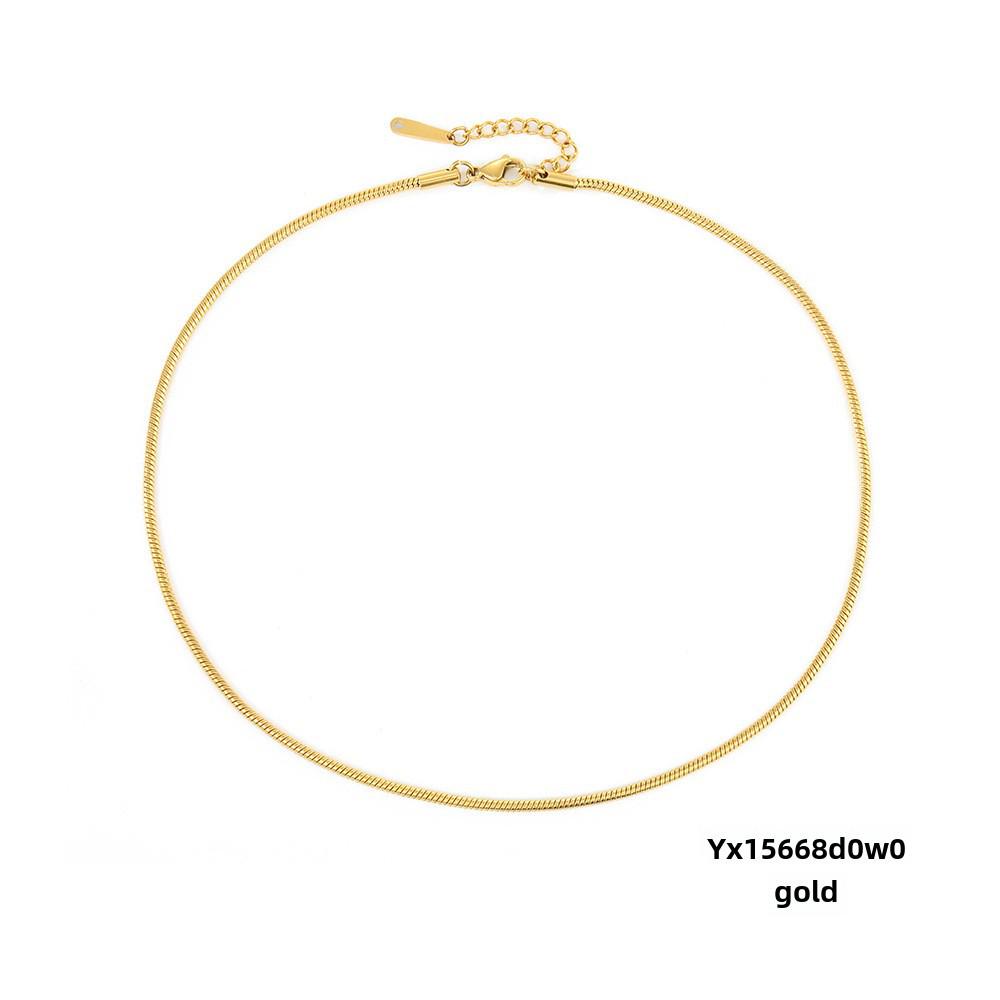 eManco Titanium Steel Round Chain Necklace - Simple European/American Style for Women and Couples, Long Snake Bone Chain, Clavicle Design.