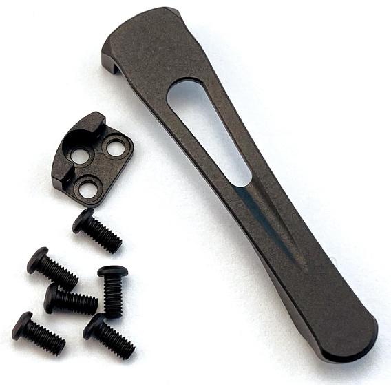 Deep Carry Clip Sets for Spyderco Standard Modular V2 Machined C81/C223 CNC Titanium with Screws,Pocket Clips (Black)