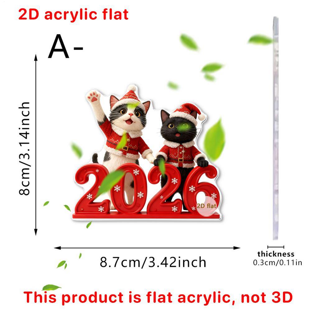 Christmas Tree Decorations pendant 2D flat acrylic Cute Cat 2026 Pendants Animal Car Interior Rearview Charm Home Ornaments