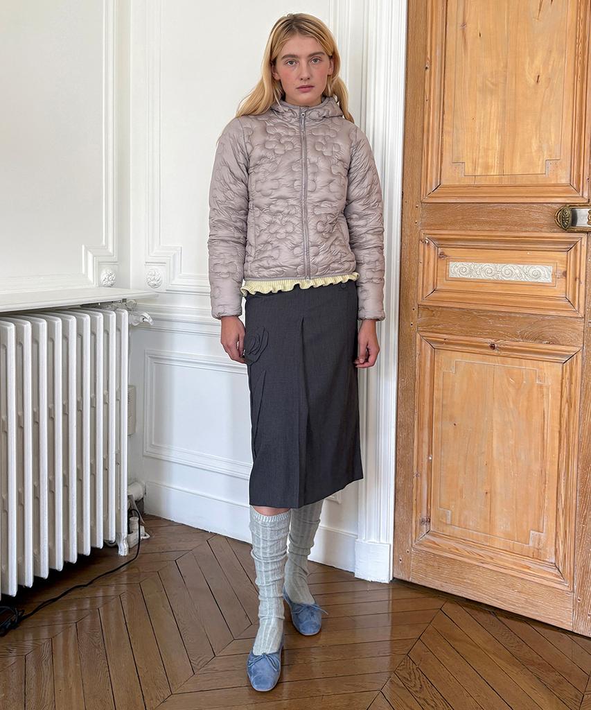 Sinun Sn Rose Applique Skirt (Grey)