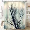 Tuniu Black Bare Tree Silhouette Dark Forest Birds Twilight Grey Shower Curtain Home Decor Wall Art