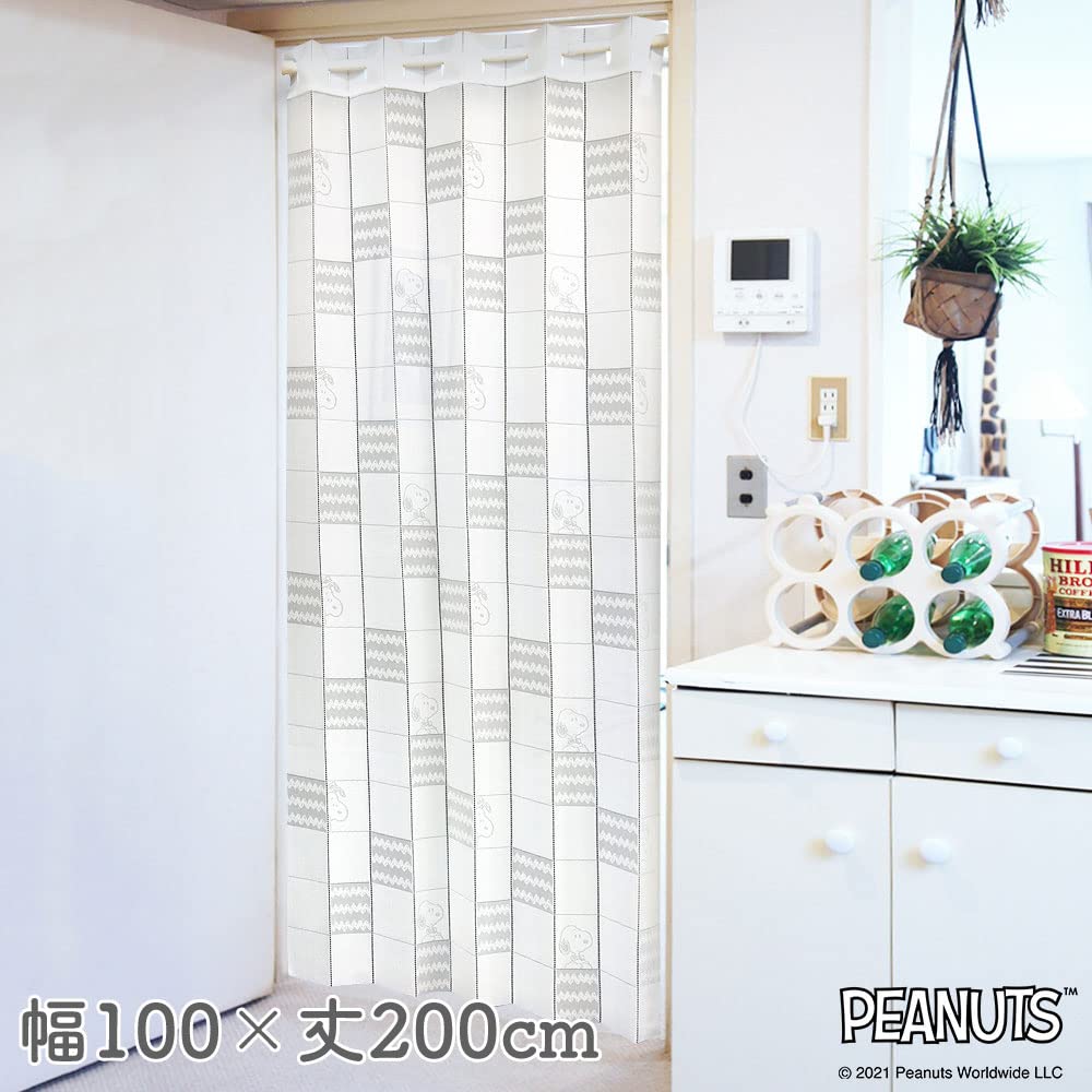 Noren Kobo Accordion Free Width Length 95691 Curtain, Snoopy, Jaggy, PEANUTS, SNOOPY, Cut, 100cm, 200cm,