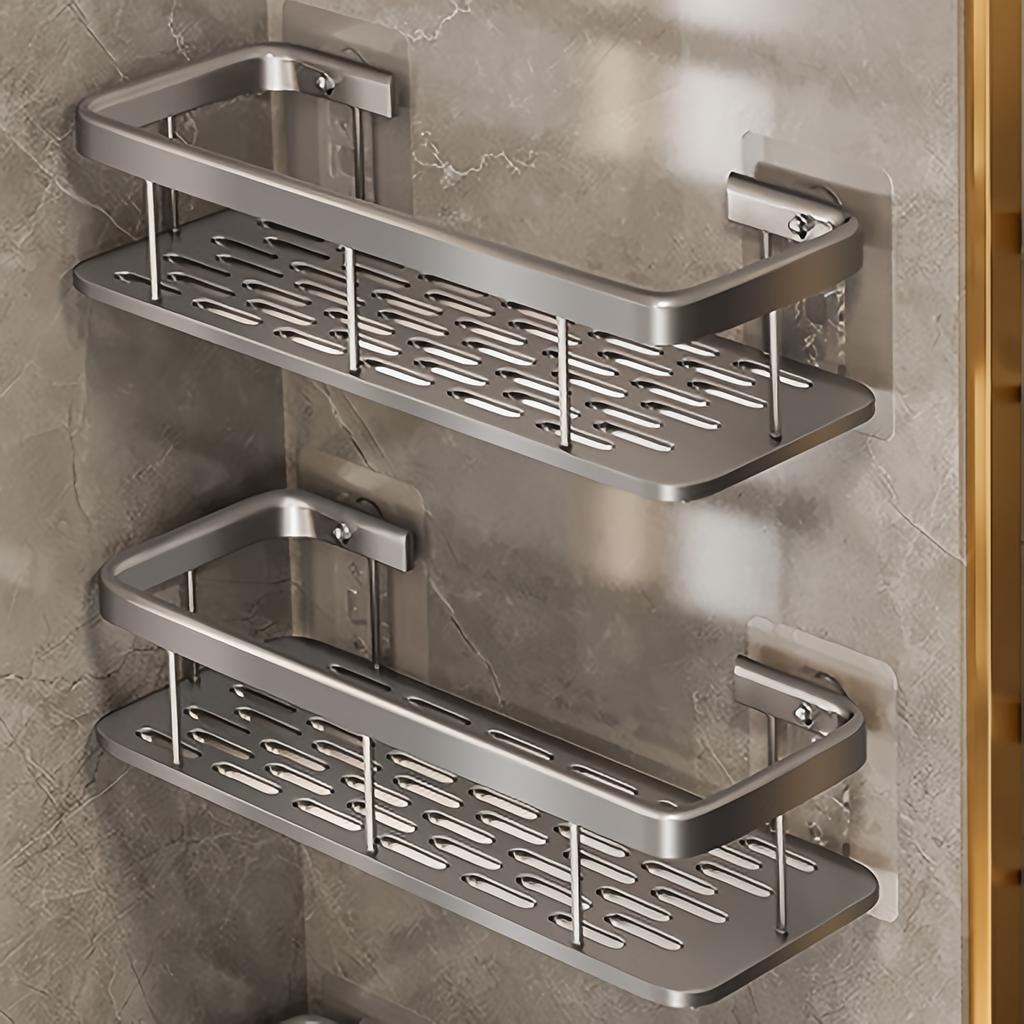 2Pcs Stainless Steel Shower Caddy, Rust-Resistant Wall Mount 2-Tier Bathroom Shelf, Space-Saving Corner Storage Rack for Shower & Bathtub Accessories