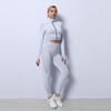 Womens 3-Piece Yoga Set With Built-in Bra Top Long Sleeve Jacket High-Waisted Leggings Gym Running Dance