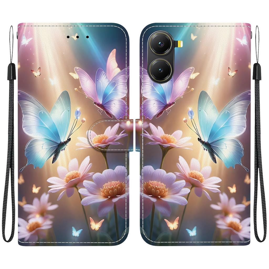 For Xiaomi Poco X7 Pro 5G/Redmi Turbo 4 5G Case Pattern Printing Leather Wallet Phone Cover with Lanyard