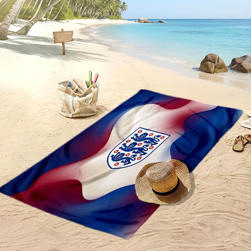 England Football Print Beach Towel Quick Dry Super Absorbent Soft Bath Towel for Swimming Beach Travel Fan Souvenir Gift