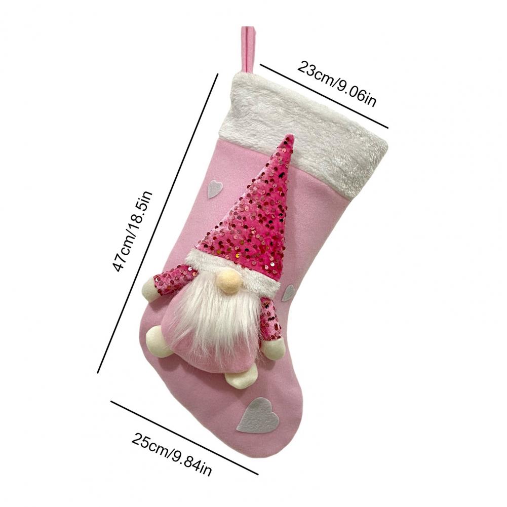 Christmas Stockings Set Festive Sock Decorations Sequined Santa Claus Christmas Stocking with Heart Decor for Xmas