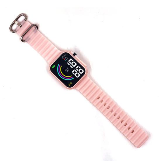 LED-Elektronikuhr, quadratisches Regenbogen-Zifferblatt, einfarbig, weiches Anti-Rutsch-Armband, verstellbar, für Kinder, Studenten, Freizeitsport, digitale Armbanduhr, Geburtstagsgeschenk