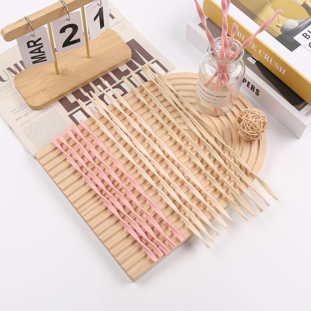 10pcs L30cm Pink/Wood Color Reed Diffuser Sticks Twist Fiber Reed Diffuser Sticks Fragrance for Bedroom Office Bathroom Home