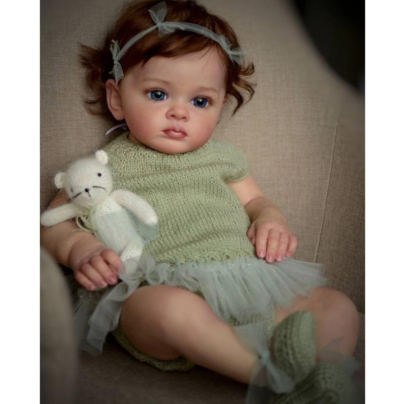 22-Zoll-niedliche Tutti-Reborn-Puppe, 60 cm, handgemachte, verwurzelte Haare, Simulationspuppe, tragen schöne gestrickte Kleidung, Baumwollkörper, Wiedergeburtspuppe, Kinder, Spielkamerad, Spielzeug