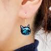 Firefly Glass Earrings Cat Cute Hook Ladies For Both Ears Glowing Blue Luminous Okinawa Souvenir Stylish Dragonfly Ball Cat Present (Parts Color
