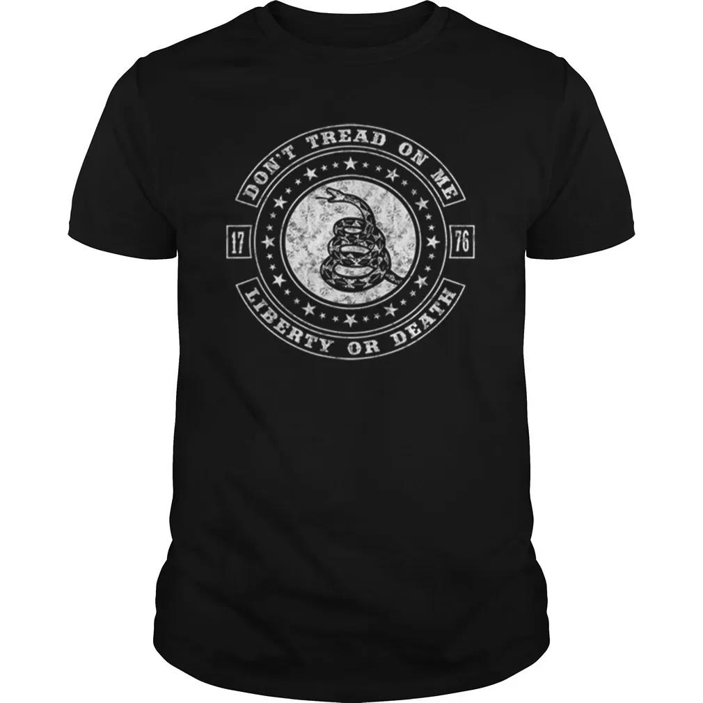 

Dont Tread on Me Snake Flag Liberty or Death 2nd Amendment TShirt 100 Cotton ONeck Summer Short Sleeve Casual Mens Tshirt S