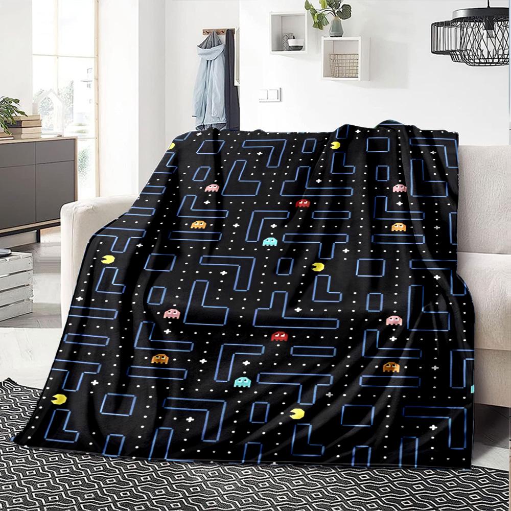 1pc Pacman Classic Maze flannel Blanket for Super Soft Cute Comfort Blanket for Travel Bedding Couch Sofa Blanket Y73057