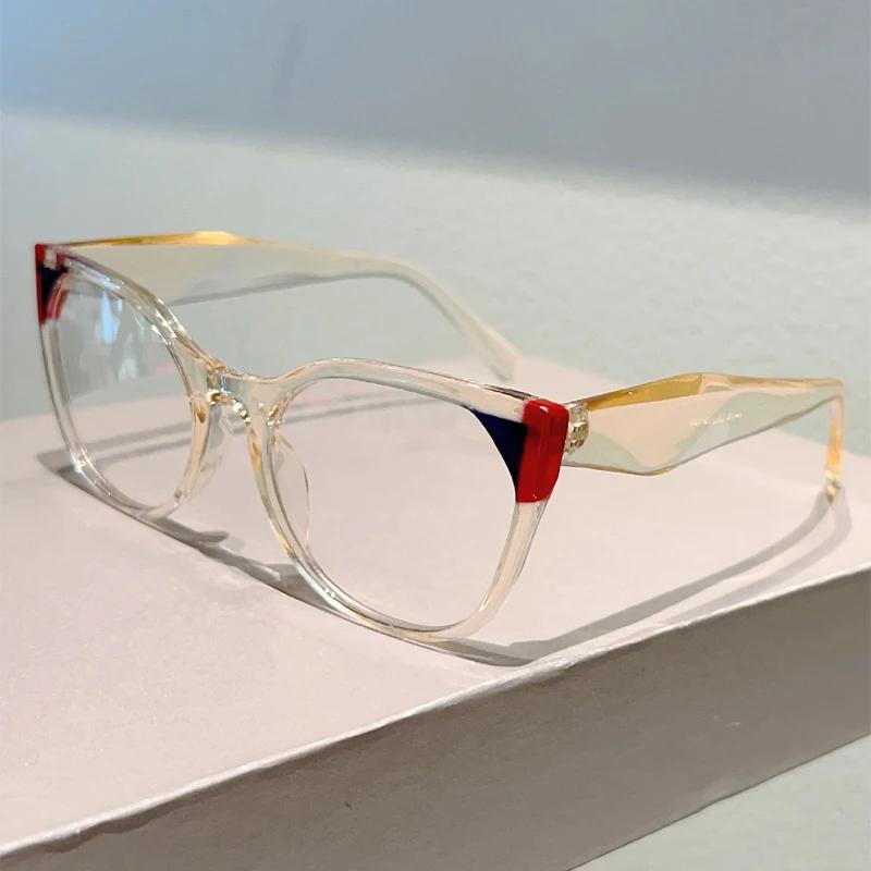 Oversized Cat Eye Glasses Women New Fashion Patchwork Rim Optical Frames Chic Brand Design Blue Light Blocking Eyeglasses