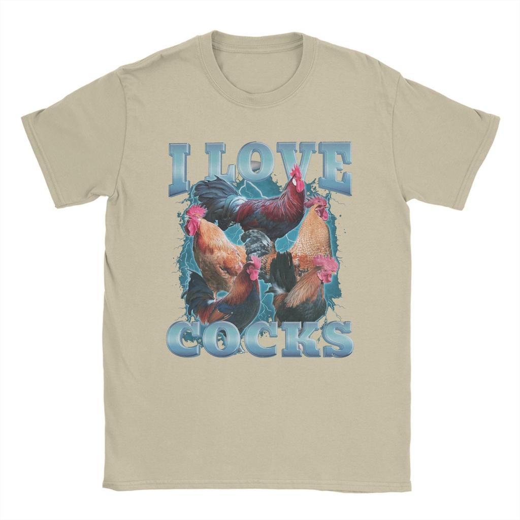 I Love Cocks Funny Roosters Meme T-Shirt Summer  Hipster T Shirts Couple 100 Cotton Crew Neck Plus Size Streetwear Tshirt