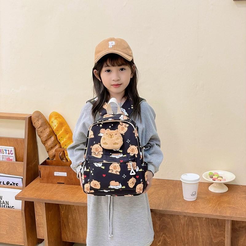 Trendy Nylon Children Backpack Available In Blue Pink Gray Black And Purple Colors